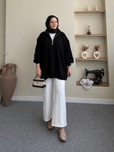 Fermuarlı Balon Kol Tunik