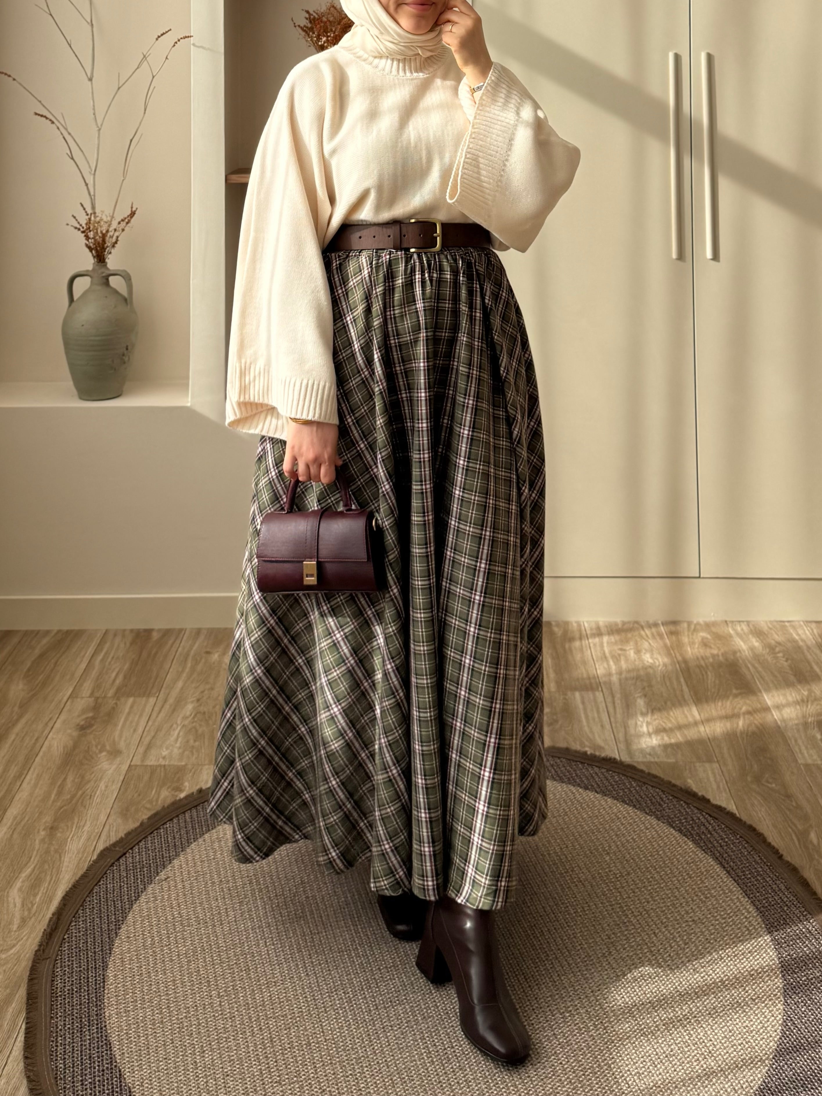 Ekose Etek Kazak Kombini 4