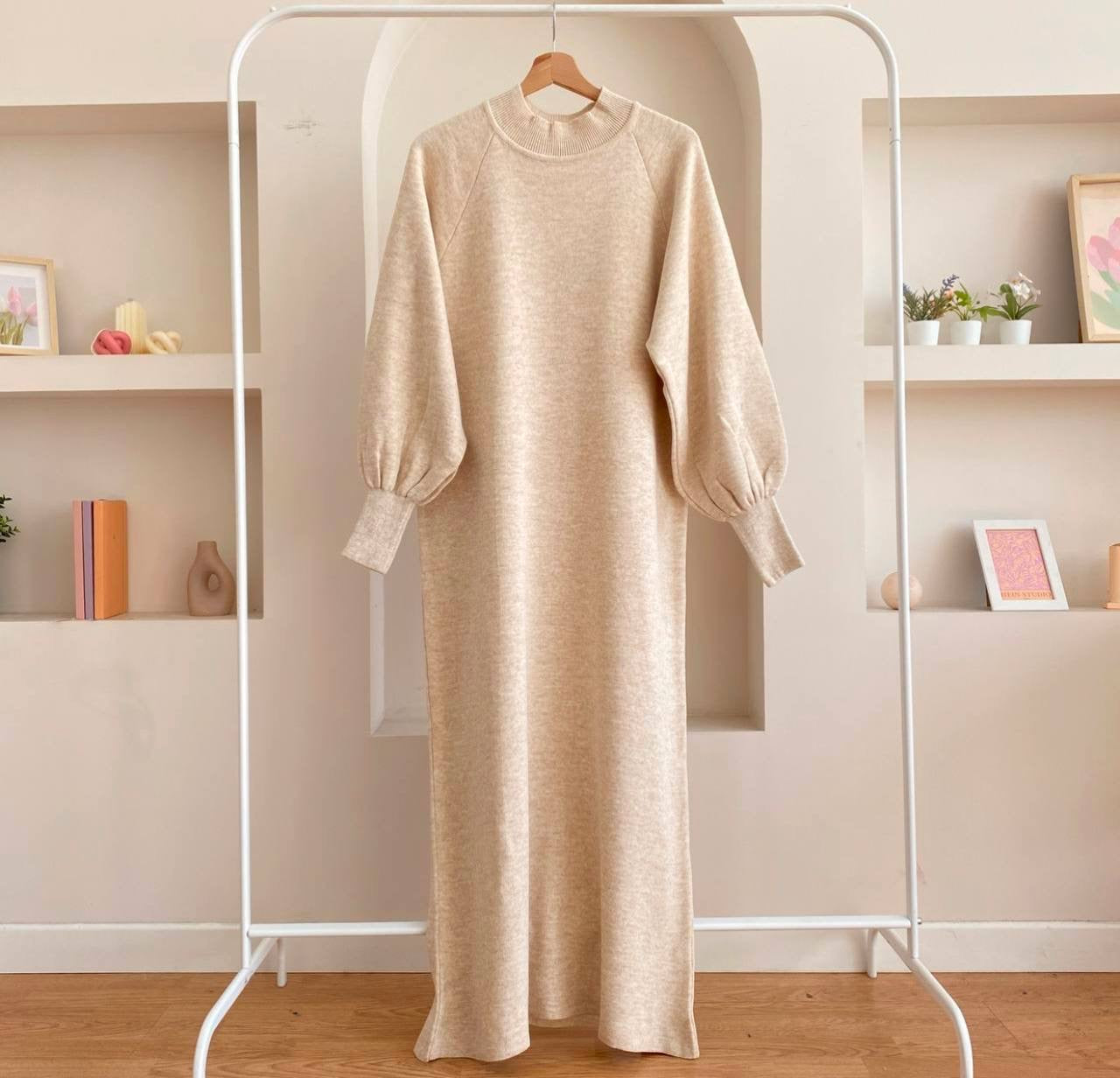 Balon Kol Triko Elbise