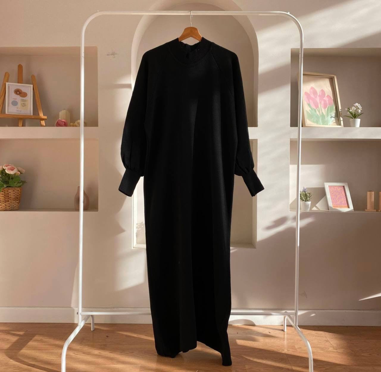 Balon Kol Triko Elbise