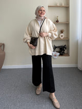 Fermuarlı Balon Kol Tunik