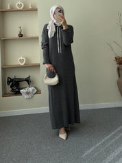 Düğmeli Fitilli Elbise