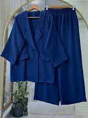 Double-Breasted Crepe Set