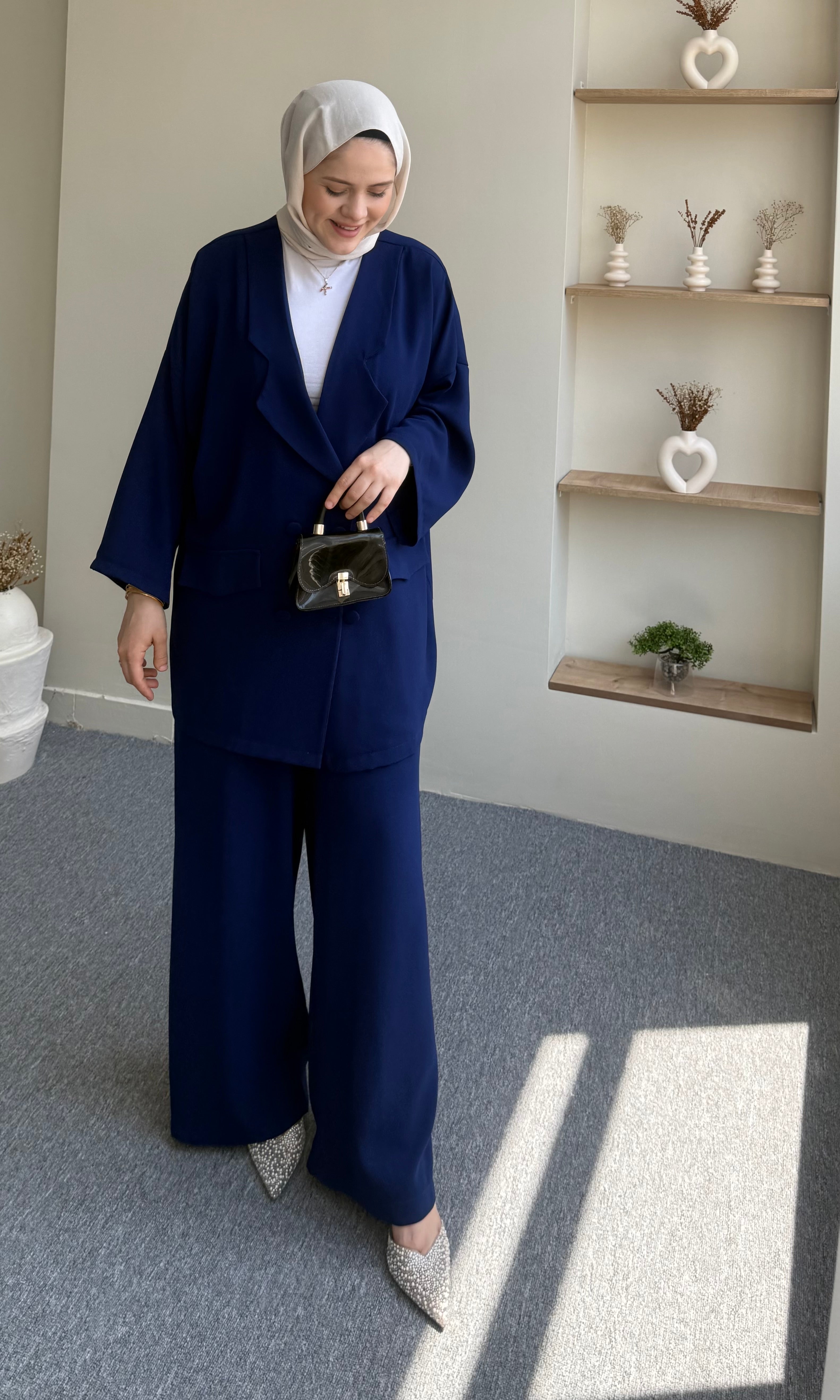 Double-Breasted Crepe Set