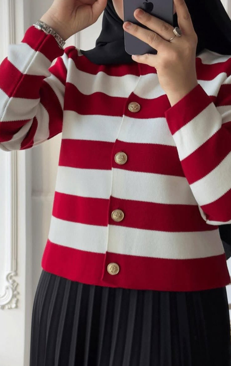 Çizgili Triko Hırka