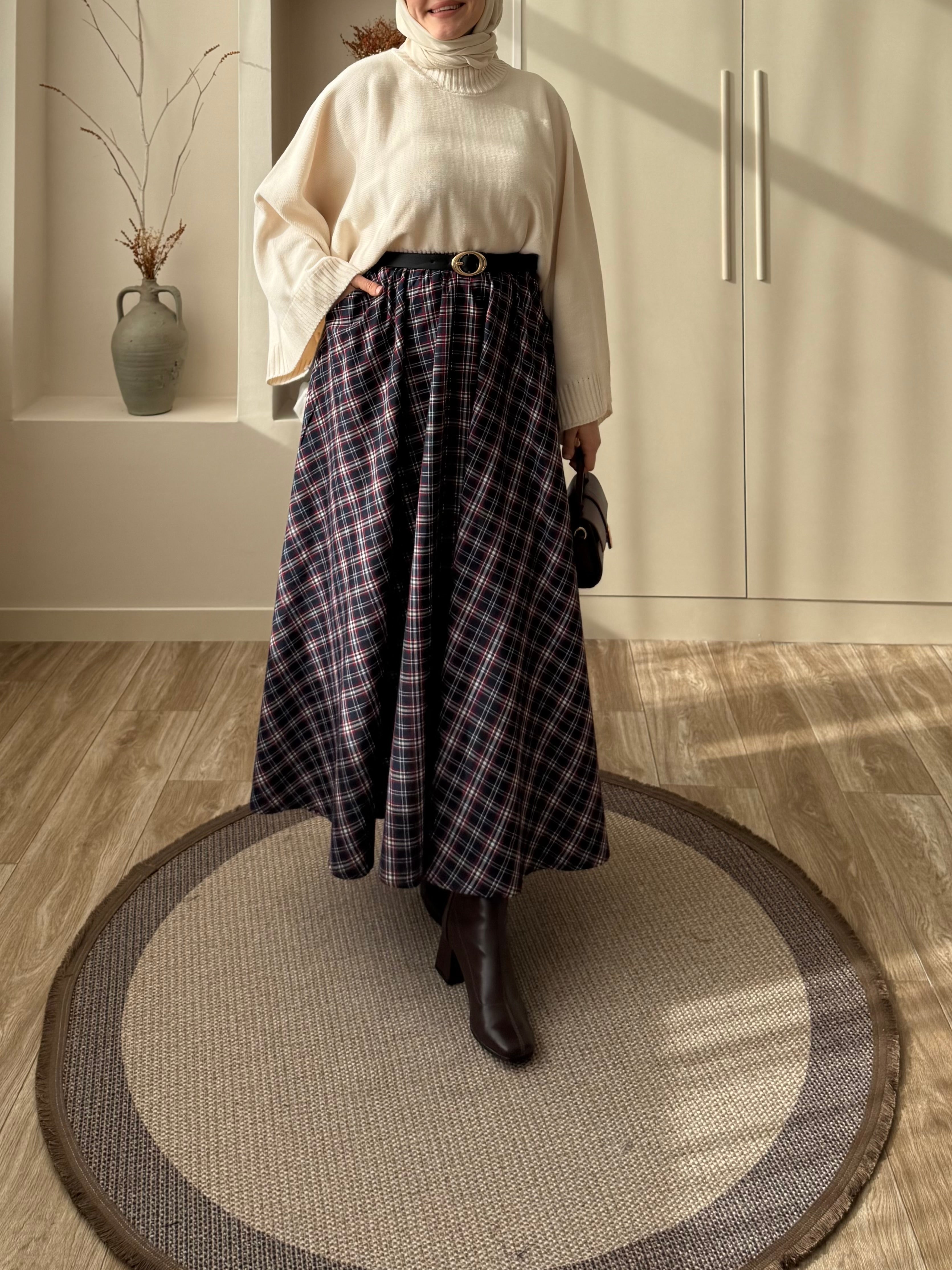 Ekose Etek Kazak Kombini 3