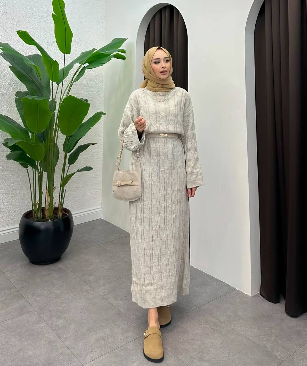 Saç Örgü Triko Elbise