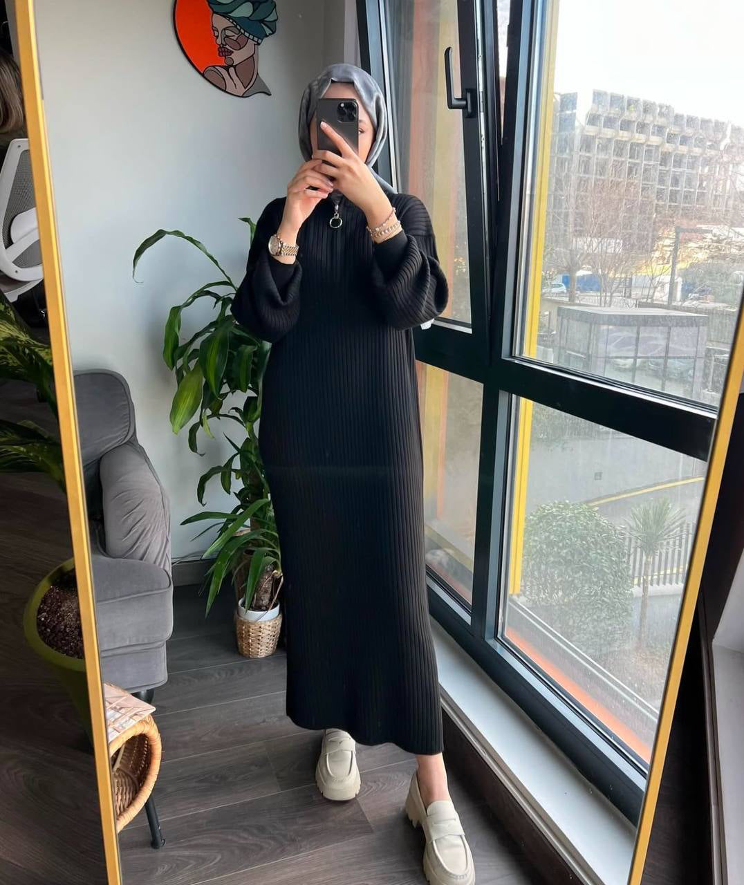 Fermuarlı Triko Elbise