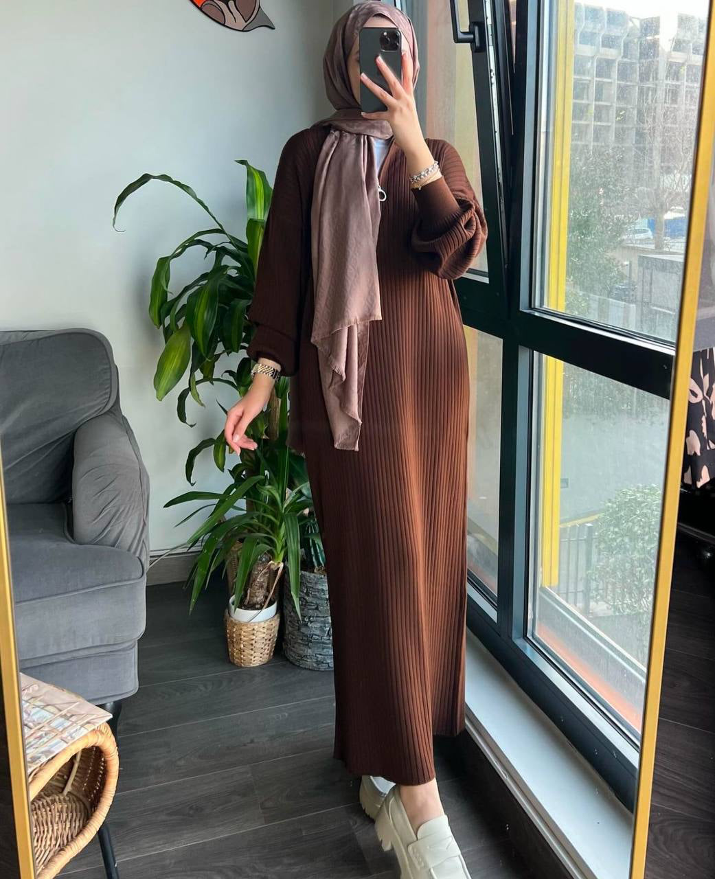 Fermuarlı Triko Elbise