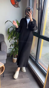 Fermuarlı Triko Elbise