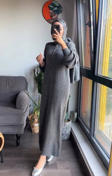 Fermuarlı Triko Elbise