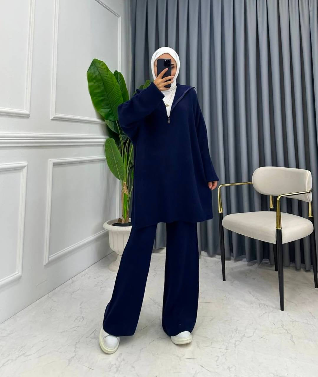 Zip-up Knit Set