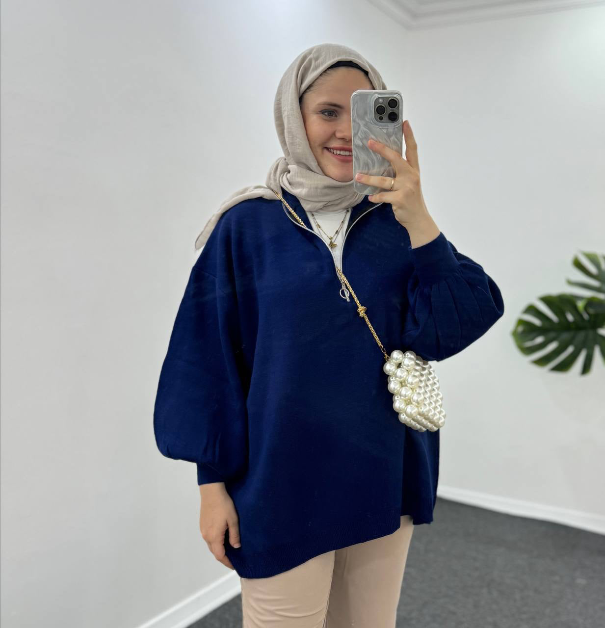 Balon Kol Fermuarlı Tunik
