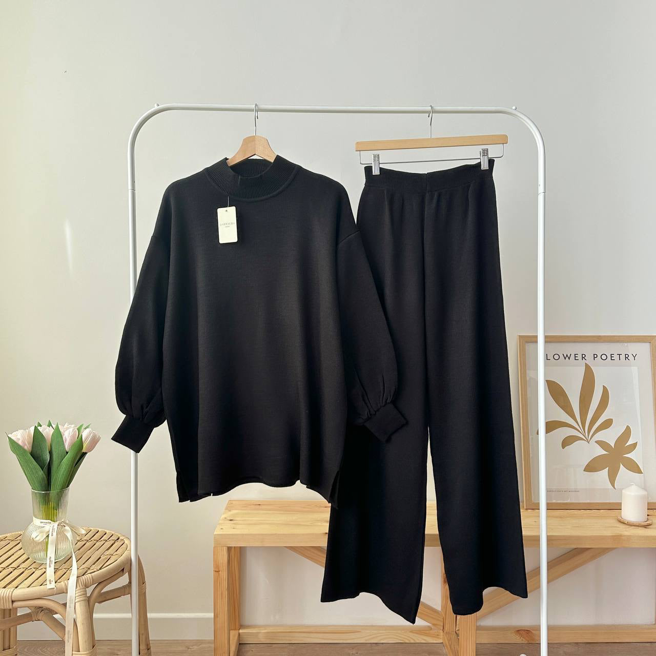 Balloon Sleeve Knit Set