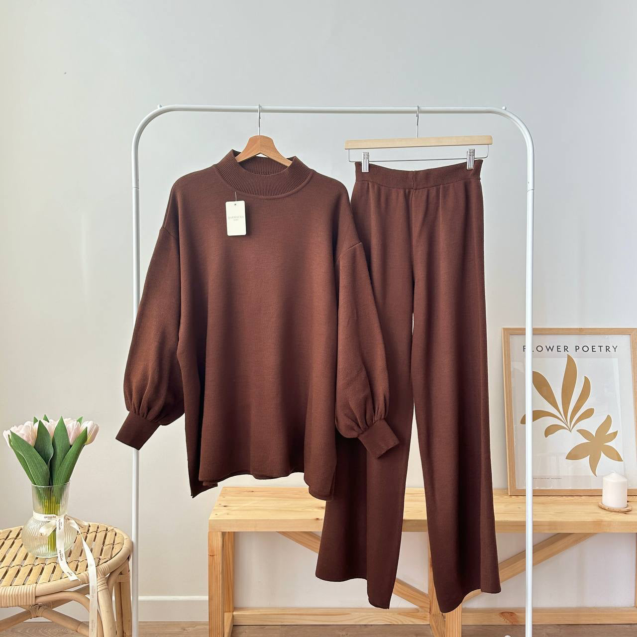 Balloon Sleeve Knit Set