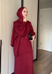 Etekli Triko Takım Bordo