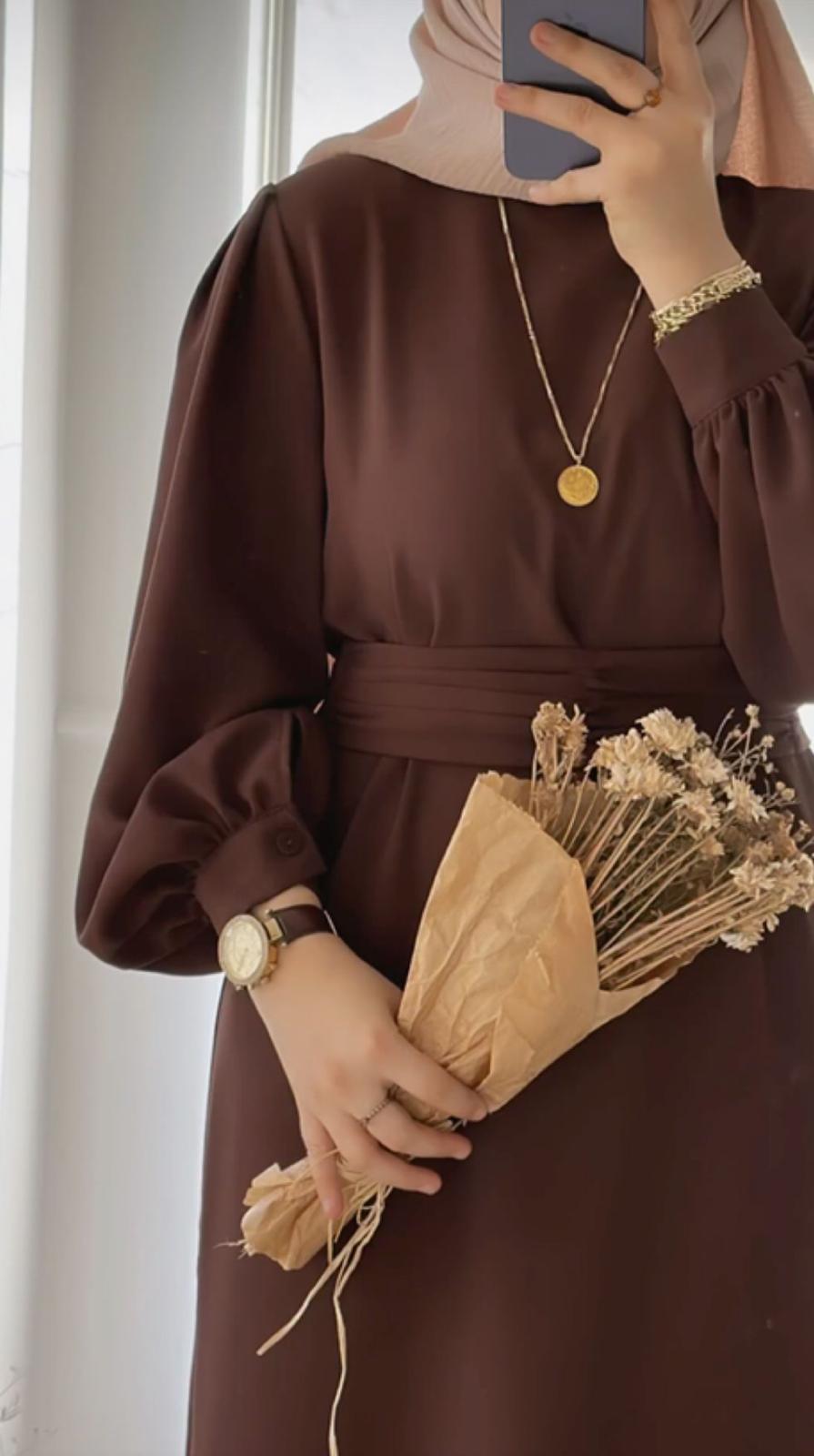 Balon Kol Krep Elbise