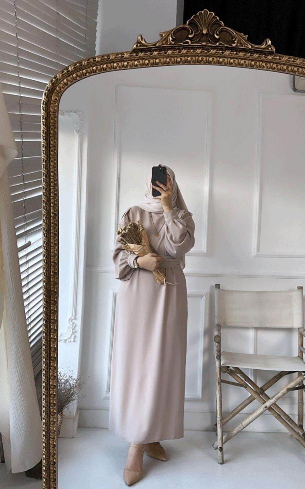 Balon Kol Krep Elbise