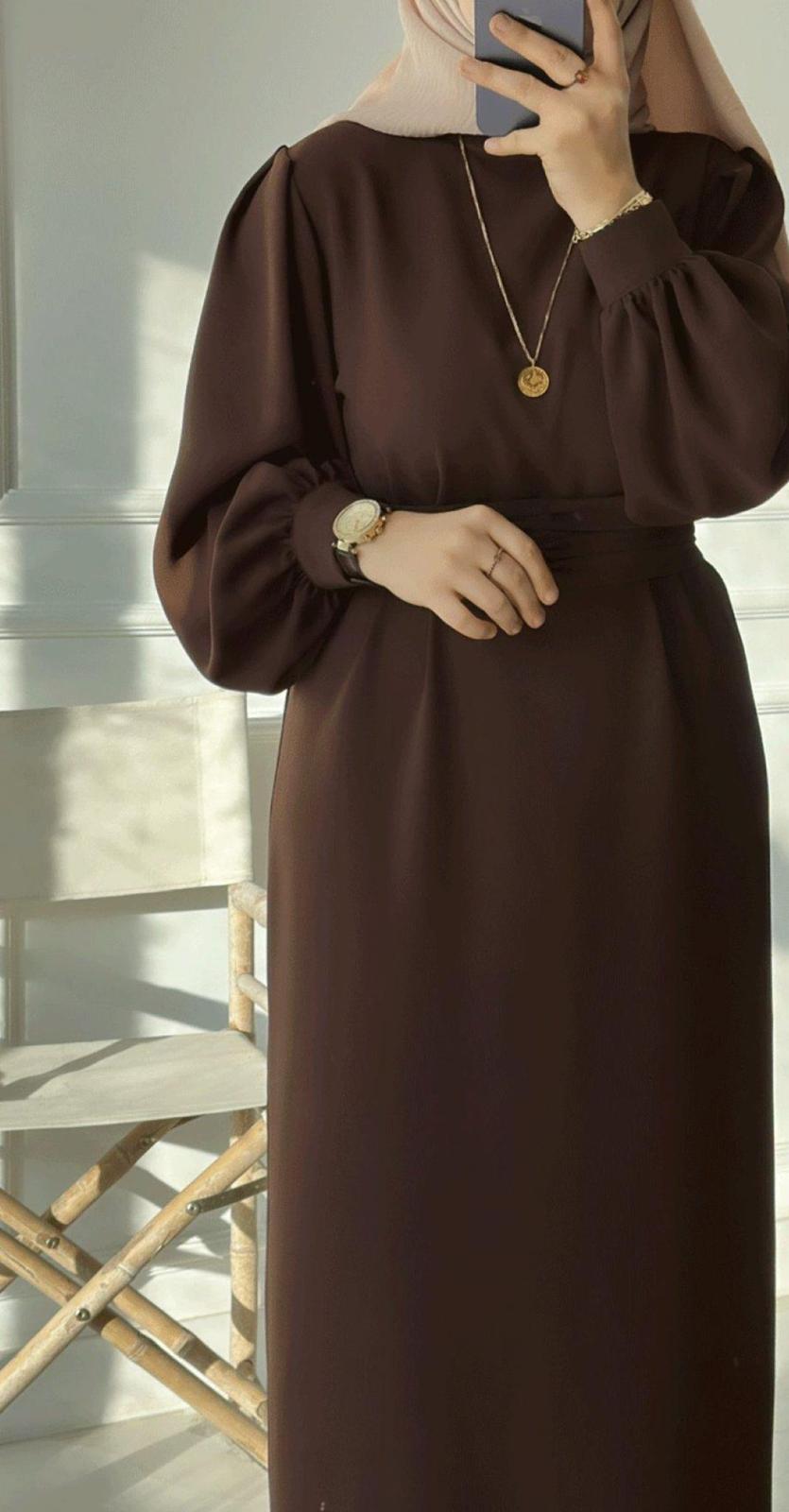 Balon Kol Krep Elbise